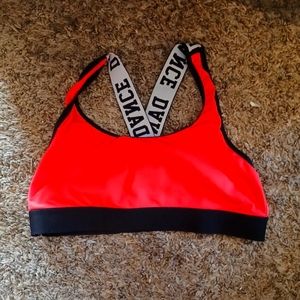 Fruit of the loom, size 38 pink and black sports bra